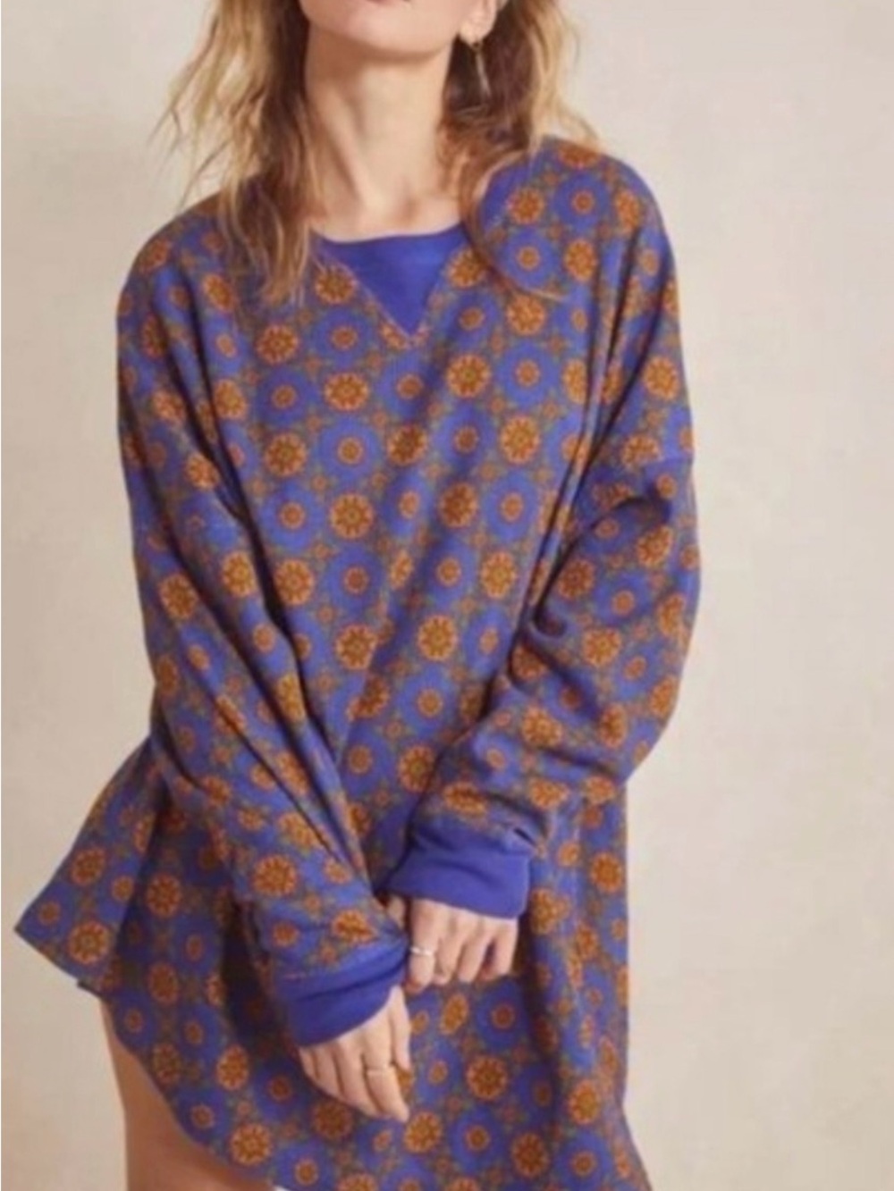 Free People Intimately Early‎ Night Waffle Shirt Size L